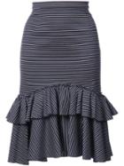 Tome - Ruffled Striped Skirt - Women - Polyamide/spandex/elastane/viscose - 4, Blue, Polyamide/spandex/elastane/viscose