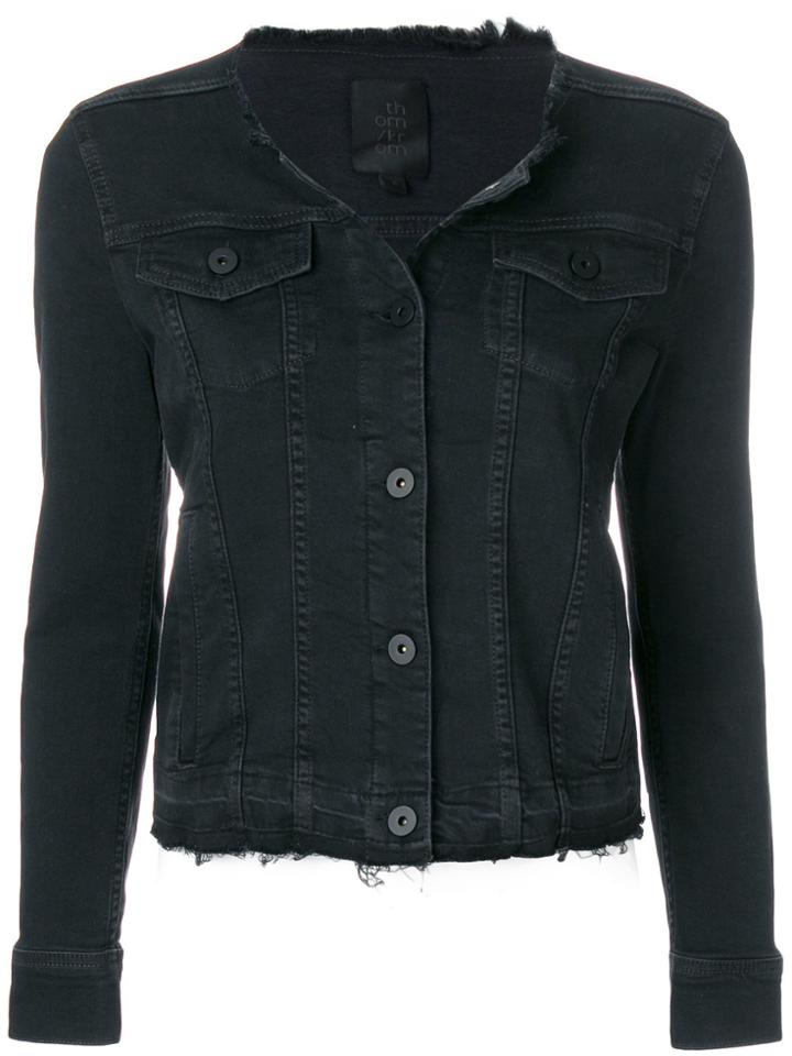 Thom Krom Collarless Denim Jacket - Black