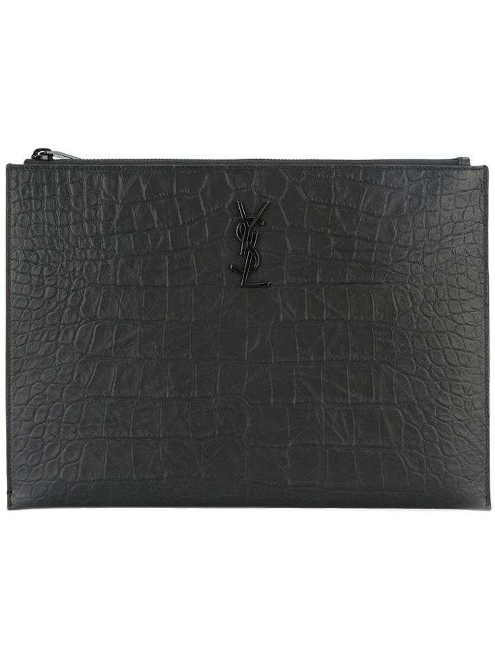 Saint Laurent Monogram Zip Pouch - Black