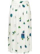 Msgm Floral Pleated Midi Skirt - White