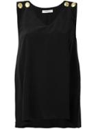 Pierre Balmain - V-neck Tank Top - Women - Silk - 36, Black, Silk