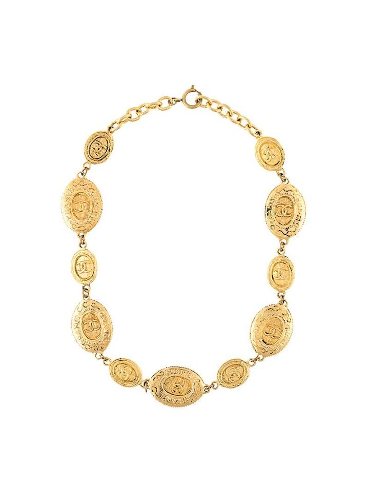 Chanel Vintage Coin Necklace, Women's, Metallic