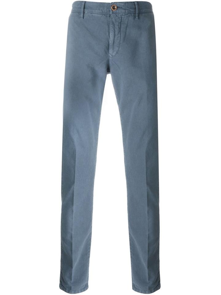 Incotex Slim Chino Trousers, Men's, Size: 34, Blue, Cotton/spandex/elastane