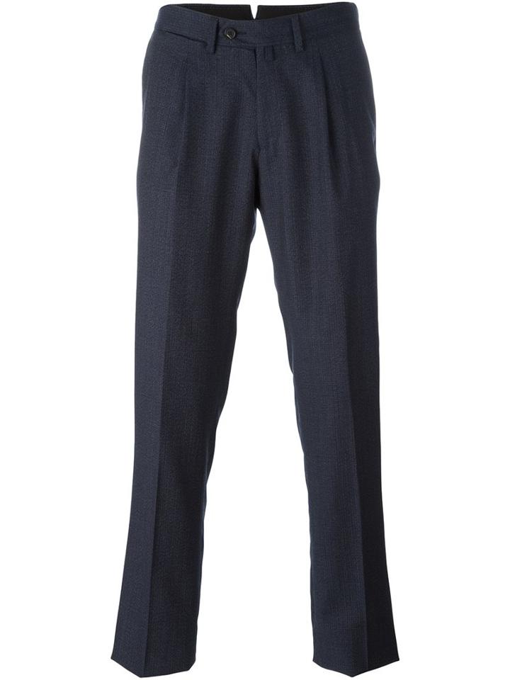 Borrelli Classic Tapered Trousers, Men's, Size: 50, Blue, Cotton/polyester/virgin Wool