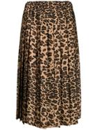 P.a.r.o.s.h. Leopard Print Pleated Skirt - Brown