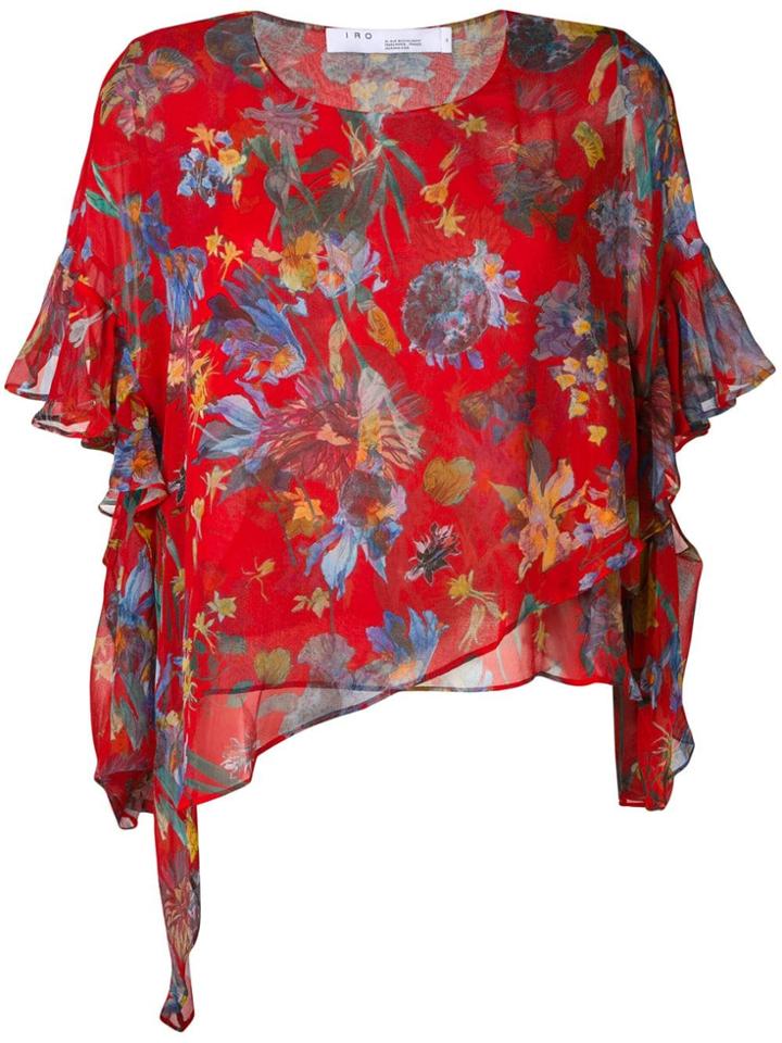 Iro Floral Print Asymmetric Top - Red