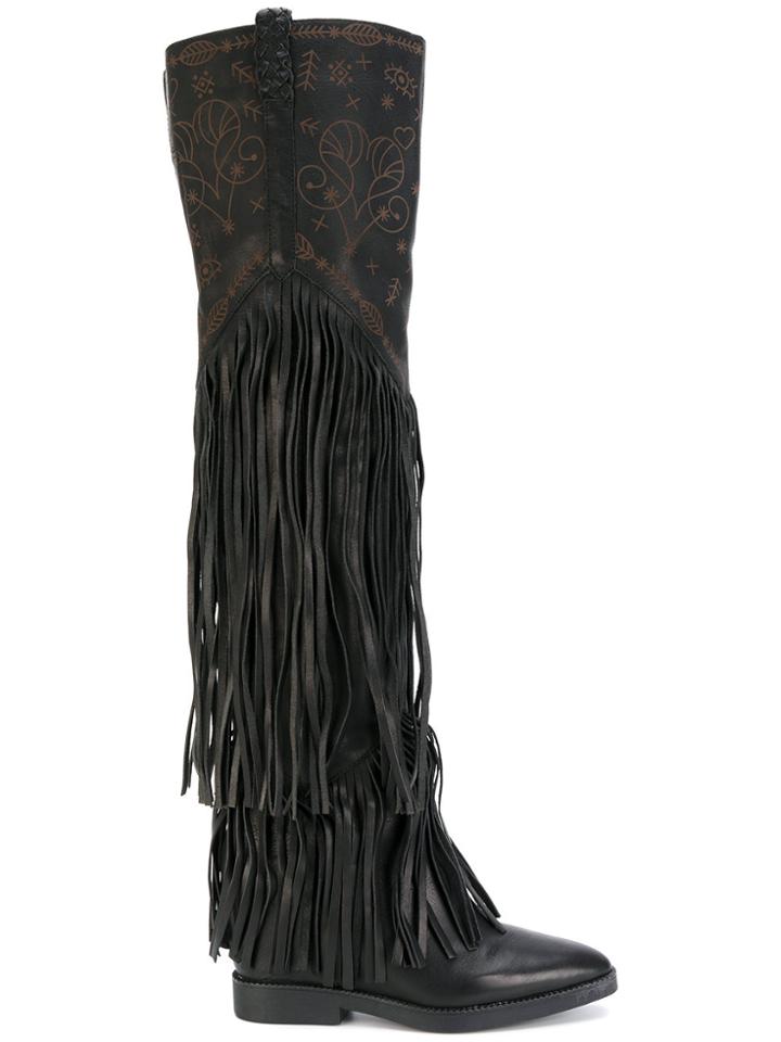 Ash Fringed Boots - Black
