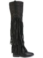 Ash Fringed Boots - Black