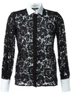 Valentino Floral Lace Shirt, Women's, Size: 42, Black, Cotton/viscose/polyamide