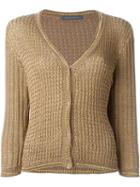 Alberta Ferretti Three-quarter Sleeve Cardigan, Women's, Size: 44, Brown, Cotton/rayon/polyester