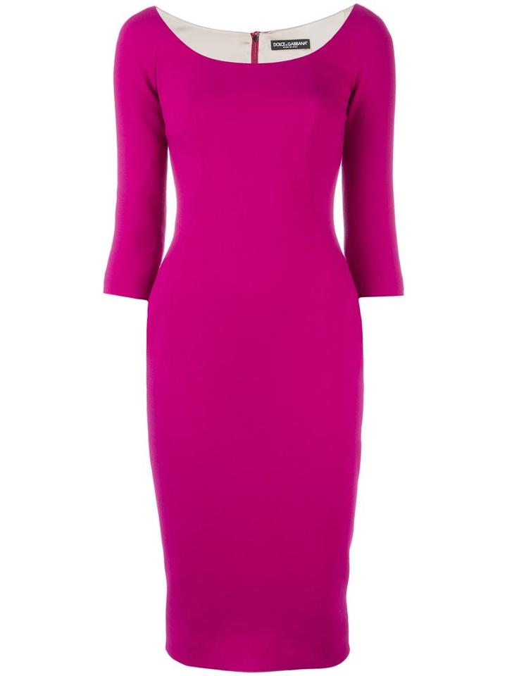 Dolce & Gabbana Fitted Dress, Women's, Size: 46, Pink/purple, Silk/spandex/elastane/virgin Wool