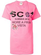Semicouture Floral Appliqués T-shirt - Pink