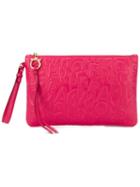 Salvatore Ferragamo Large Embossed Logo Clutch, Women's, Pink/purple