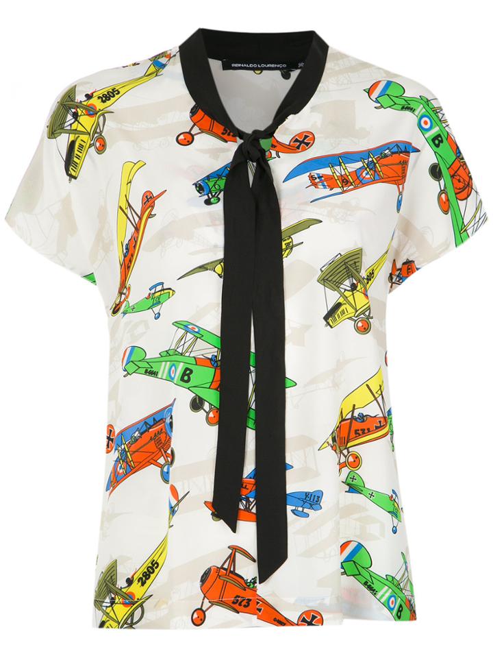 Reinaldo Lourenço Airplane Print Blouse - White