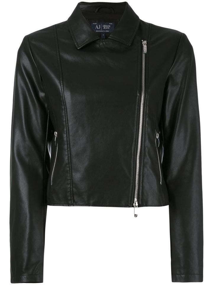 Armani Jeans - Classic Biker Jacket - Women - Polyester/polyurethane/viscose - 44, Black, Polyester/polyurethane/viscose