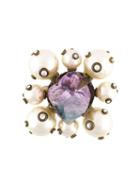Chanel Vintage Crystal Pearl Brooch, Women's, White