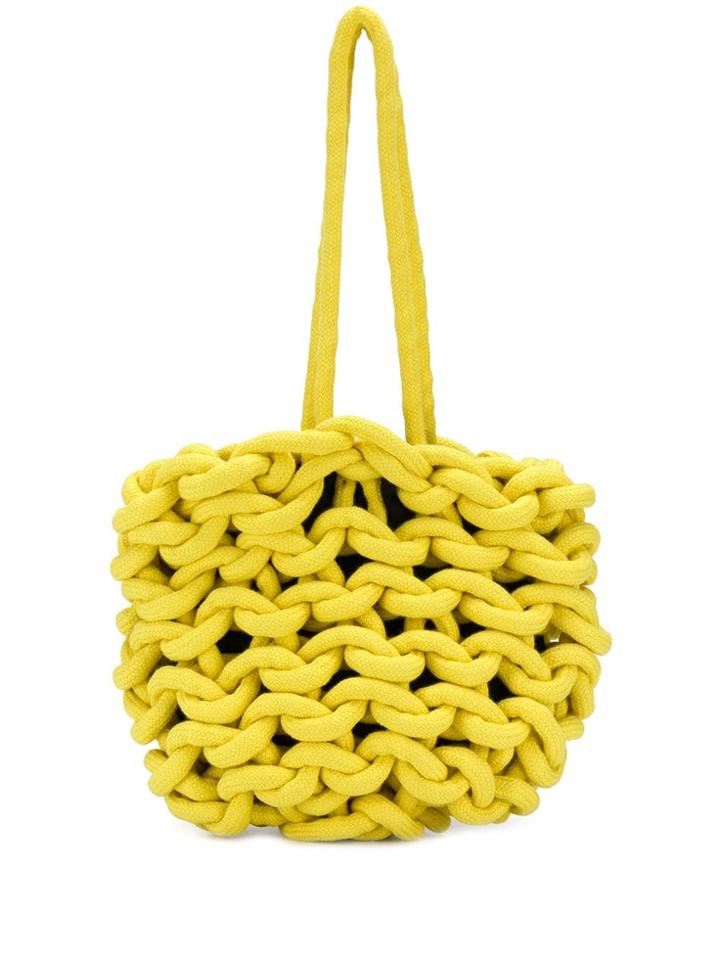 Alienina Chunky Knit Tote Bag - Yellow