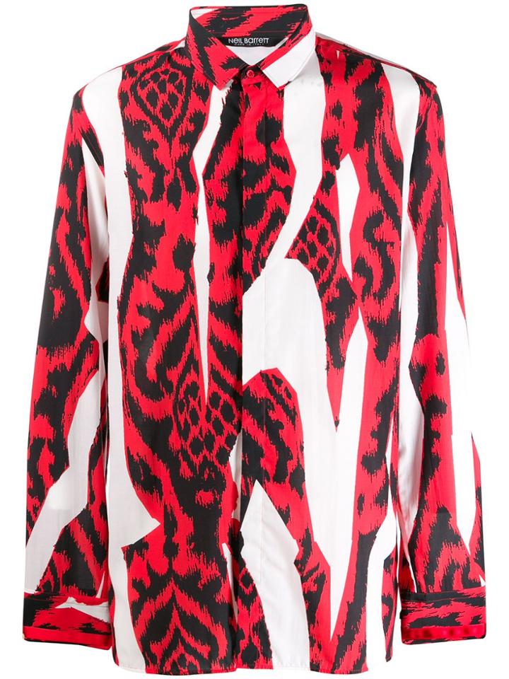 Neil Barrett Abstract Print Shirt - Red