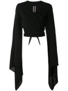 Rick Owens Wrap Front Wide Sleeve Blouse - Black