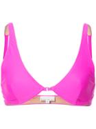 Fleur Du Mal Front Closure Plunge Bikini Top - Pink & Purple