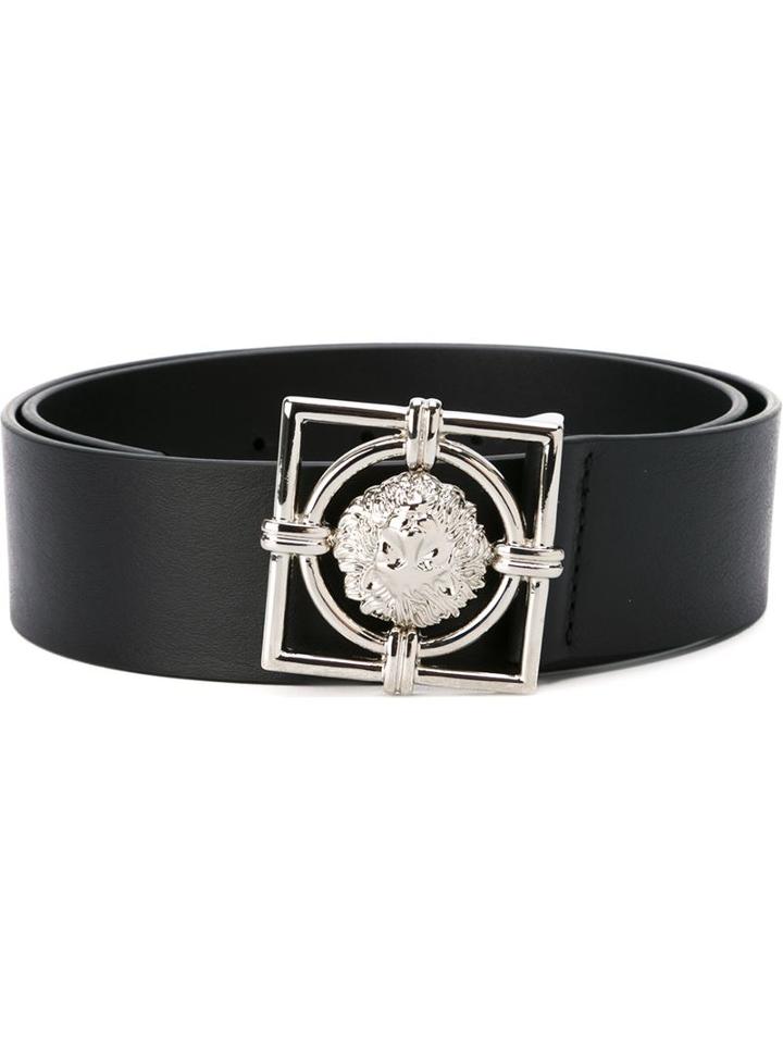 Versus Logo Plaque Belt, Women's, Size: 70, Black, Calf Leather