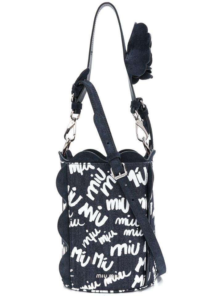 Miu Miu Logo Bucket Tote - Blue
