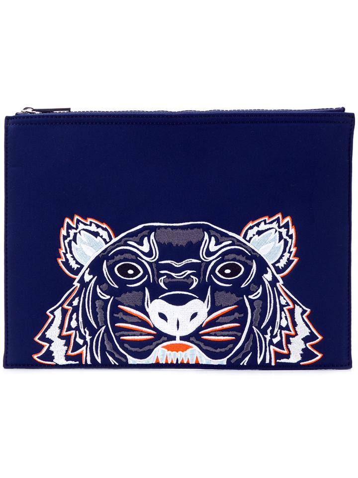 Kenzo Tiger Zipped Clutch - Blue