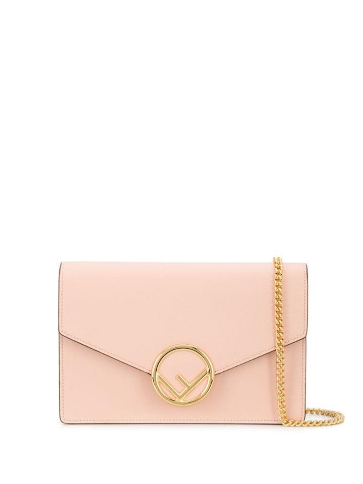 Fendi Logo Plaque Envelope Clutch - Pink