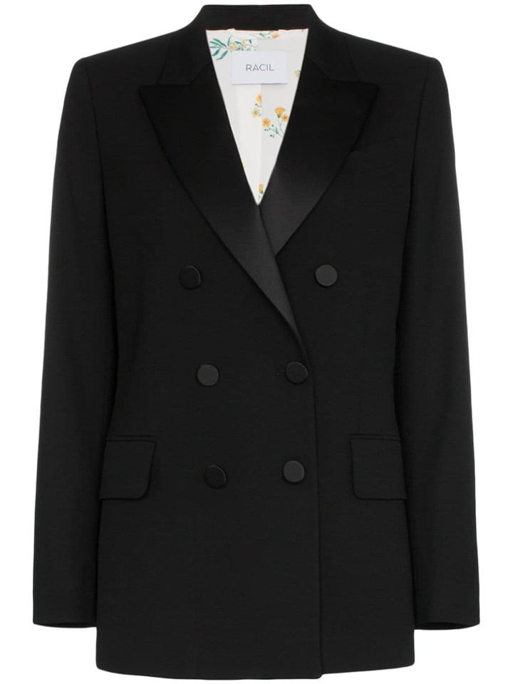 Racil Casablanca Collared Double-breasted Blazer - Black