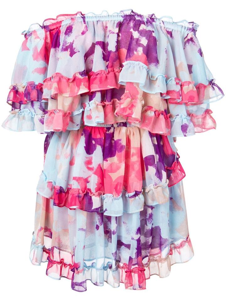 Misa Los Angeles Pleated Floral Dress - Blue