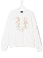 Young Versace Teen Embellished Seahorse Sweatshirt - White