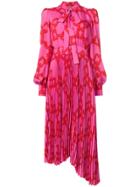 Msgm Chain Print Pussy Bow Dress - Pink & Purple