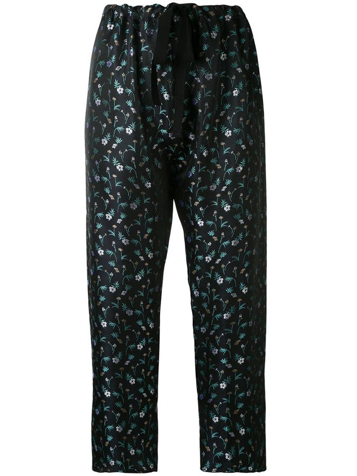 Hache - Embroidered Floral Trousers - Women - Acetate/viscose - 40, Blue, Acetate/viscose
