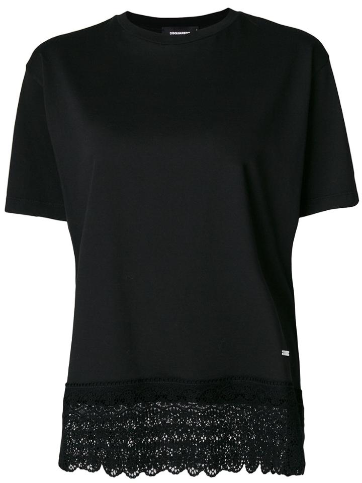 Dsquared2 Lace Trimmed T-shirt - Black