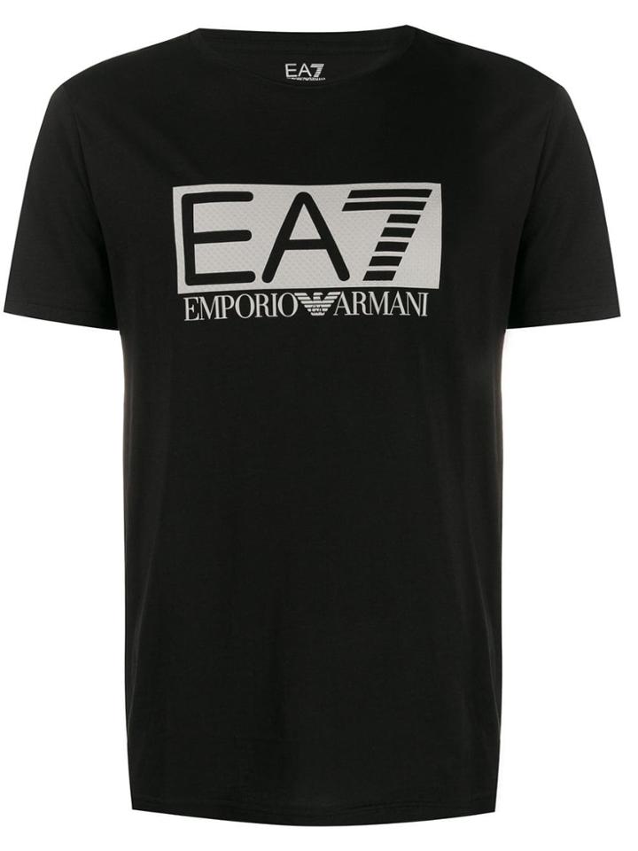 Ea7 Emporio Armani Logo Stamp Crewneck T-shirt - Black