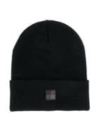 Woolrich Kids Logo Patch Knitted Hat - Black