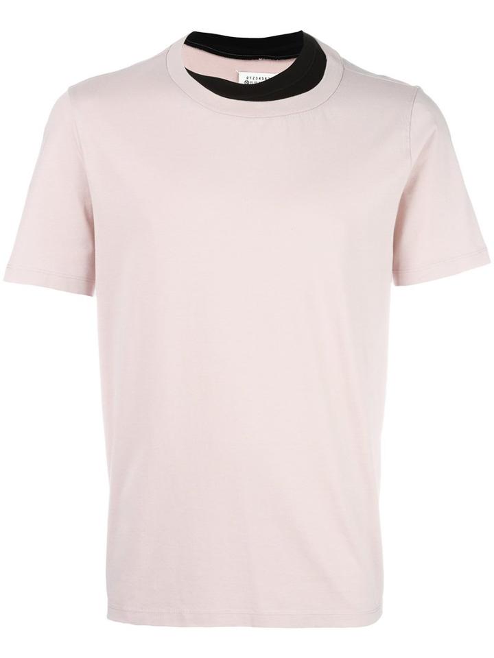 Maison Margiela Layered Neckline T-shirt, Men's, Size: 52, Pink/purple, Cotton