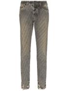 Filles A Papa Crystal-stripe Distressed Jeans - Grey