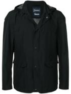 Herno Hooded Button Jacket - Black