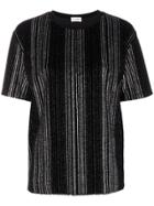 Saint Laurent Metallic Striped T-shirt - Black