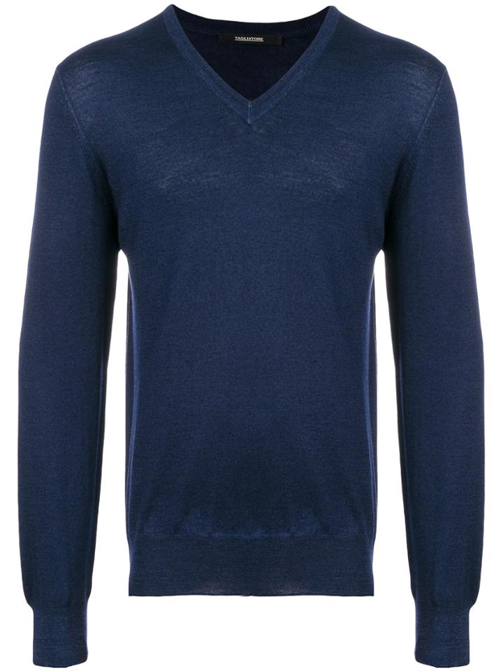 Tagliatore V-neck Jumper - Blue