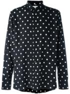 Saint Laurent Polka Dot Print Shirt, Men's, Size: 39, Black, Viscose