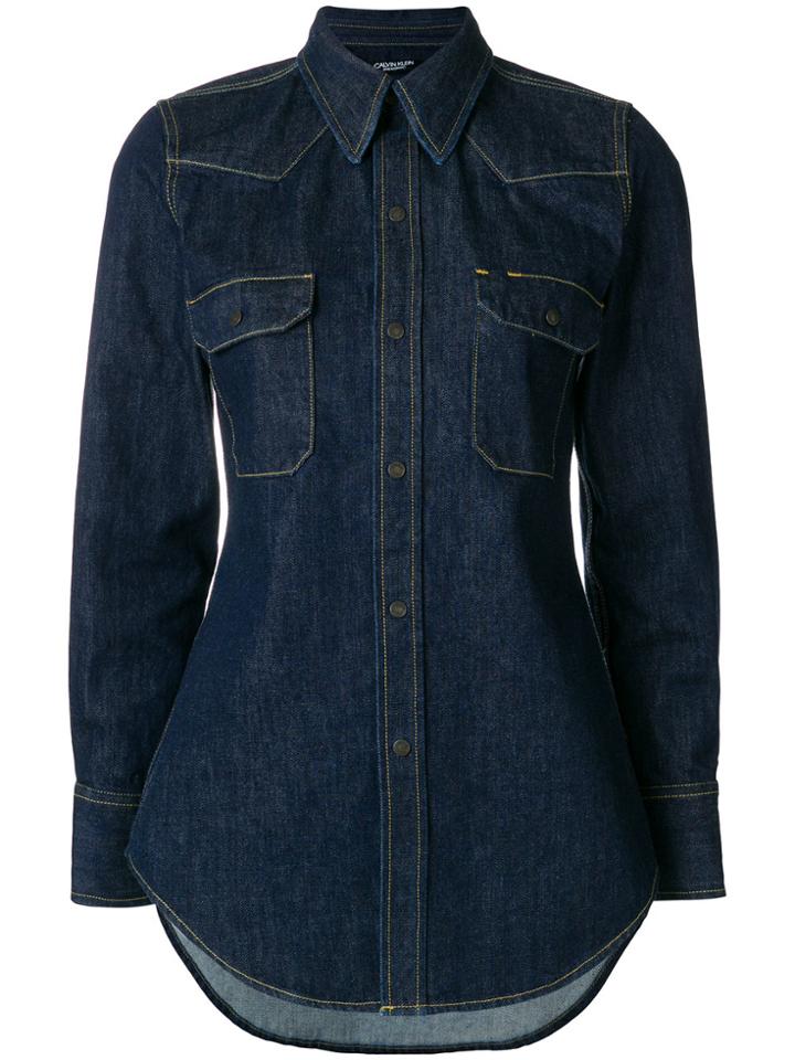 Calvin Klein Fitted Denim Shirt - Blue