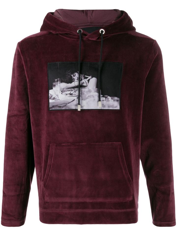 Limitato Photographic-print Velvet Hoodie - Red
