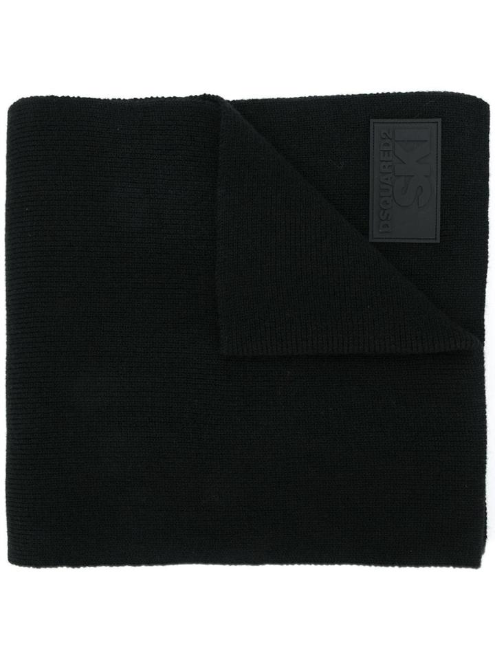 Dsquared2 Fine Knit Logo Scarf - Black