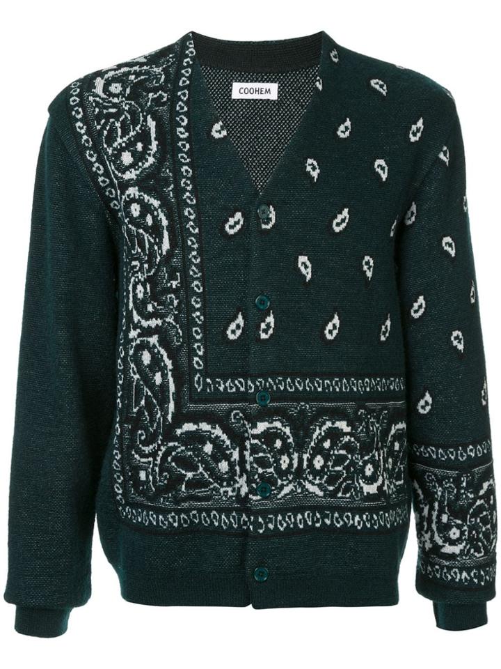 Coohem Bandana Jacquard Cardigan - Green