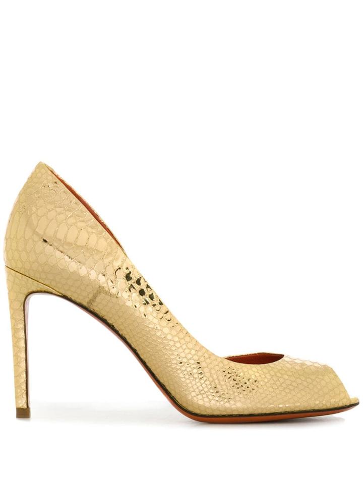 Santoni Peep Toe Sandals - Gold