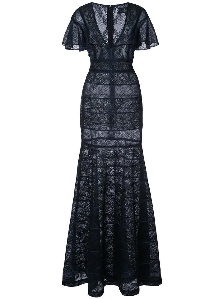 J. Mendel - Mixed Lace Gown - Women - Polyester - 12, Blue, Polyester