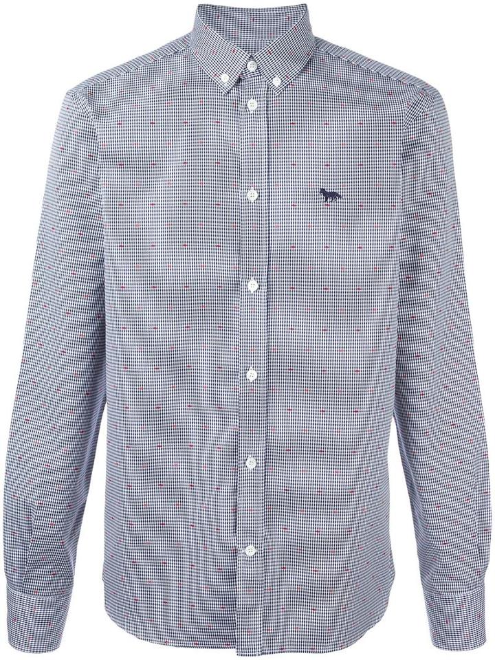 Maison Kitsuné Jacquard Button Down Shirt, Men's, Size: 37, Blue, Cotton