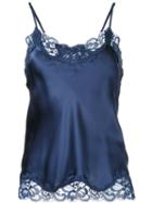 Gold Hawk - Lace Trim Cami Top - Women - Silk/nylon - Xs, Women's, Blue, Silk/nylon